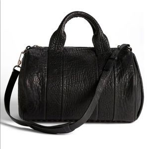 Black pebble faux leather bag